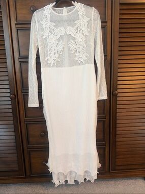 NWT Anewsta Elegant White Lace Long Sleeve Dress